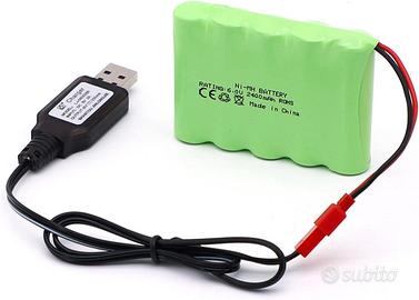 Batteria NiMH 6V 2400mAh JST con USB RC