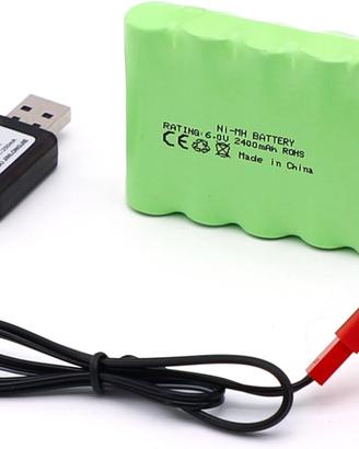 Batteria NiMH 6V 2400mAh JST con USB RC