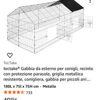 Recinto da esterno per conigli