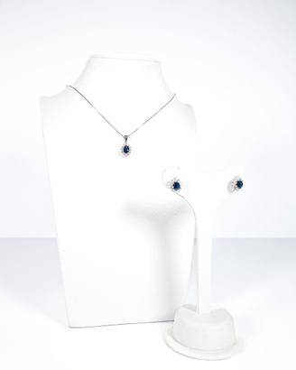 Collana e orecchini con zaffiri e diamanti