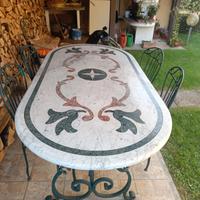 tavolo marmo e ferro battuto