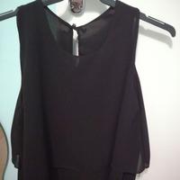 Top blusa nero trasparente volant nuovo