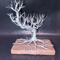 Bonsai fatto a mano con filo metallico cromato