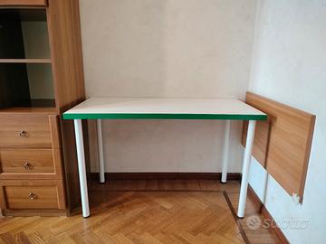 Scrivania IKEA 120x60 – bianca con bordo verde