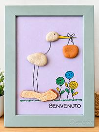 quadretto nascita  con sassolini 