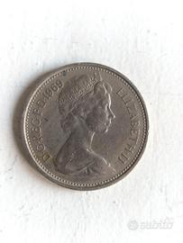 Moneta,RegnoUnito,5 New Pence ,Elizabeth II, 1969