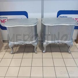 COMODINI COPPIA GRIGIO ARGENTO CABRIOLE ANTINA