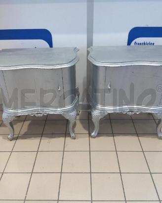 COMODINI COPPIA GRIGIO ARGENTO CABRIOLE ANTINA