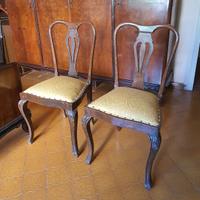 2 sedie legno noce imbottite classiche retro