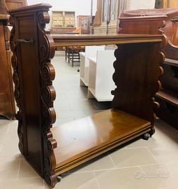 Carrello vintage in legno con ruote L 93 P 45 H 88