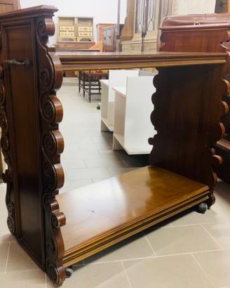 Carrello vintage in legno con ruote L 93 P 45 H 88