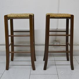2 sgabelli h67 cm noce scuro paglia gambe curve 12