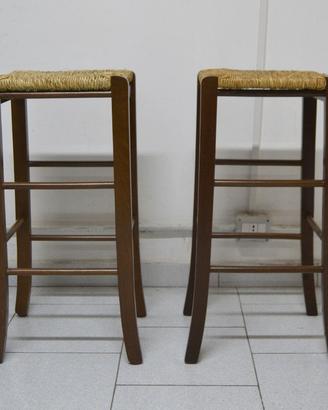 2 sgabelli h67 cm noce scuro paglia gambe curve 12