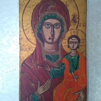 Antica icona Madre di Dio Madonna Russa Bizantina