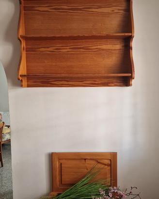 Mensola da Parete Legno Pino Massello a Due Ripian
