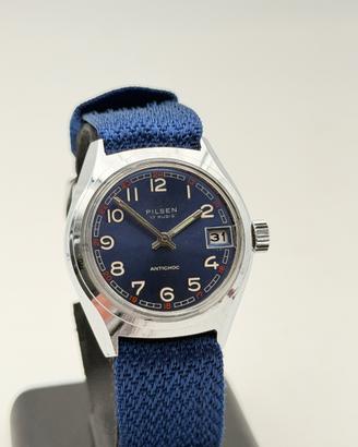 pilsen blue watch vintagre nos swiss made