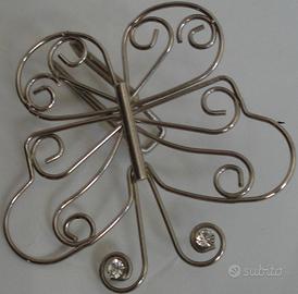 2 grandi fermagli metallo con brillanti fiore farf