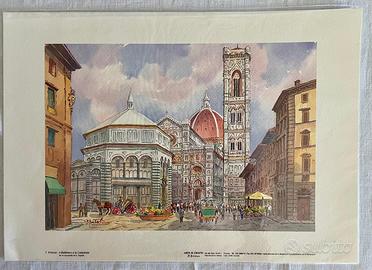 Stampa di Firenze - Il Battistero e la Cattedrale
