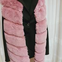 scamiciato gilet di pelo rosa