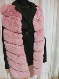 scamiciato gilet di pelo rosa