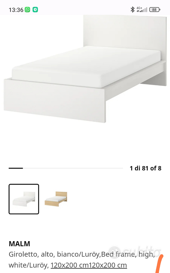 Ikea Telaio letto MALM, alto, 120x200 cm