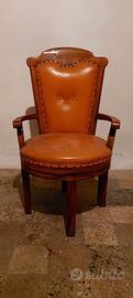 poltrona in pelle e legno massello