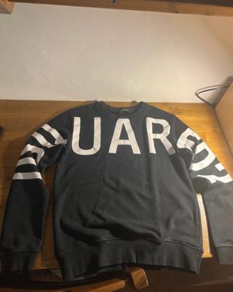 felpa dsquared2 nera con maxi logo bianco