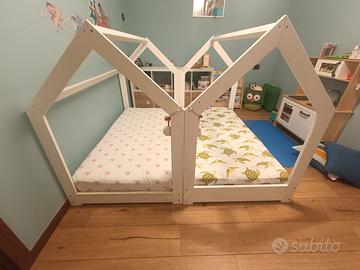 2 letti Montessori casetta 80x160 + materassii