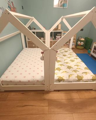 2 letti Montessori casetta 80x160 + materassii