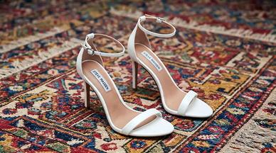 Sandali in pelle, tacco, bianco, Steve Madden, 41