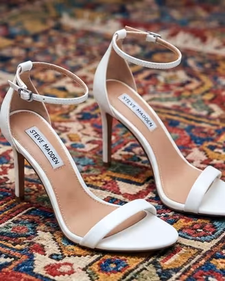 Sandali in pelle, tacco, bianco, Steve Madden, 41