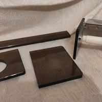 Kit accessori bagno vintage in vetro 