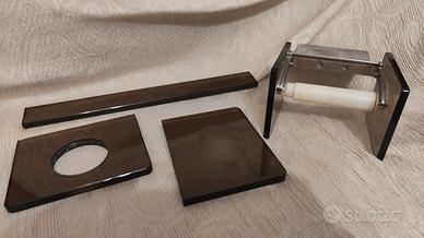 Kit accessori bagno vintage in vetro 