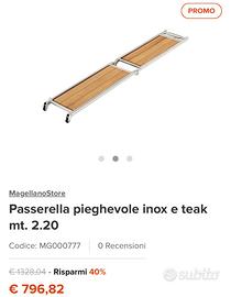 Passerella barca inox e teack 220 cm pieghevole