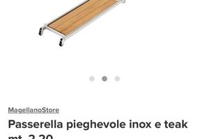 Passerella barca inox e teack 220 cm pieghevole