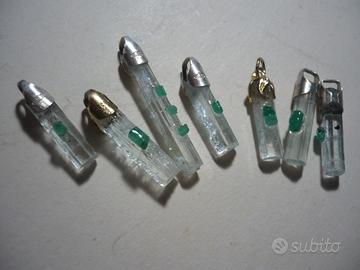 Ciondoli acquamarina con smeraldi