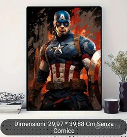 Stampa su tela Capitan America 30x40 senza cornice