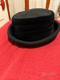 Cappello donna vintage grigio scuro e velluto