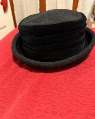 Cappello donna vintage grigio scuro e velluto