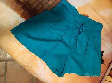pantaloncini Zara turchese in lino