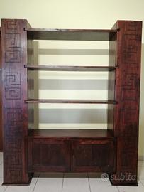 Libreria etnica in palissandro massello 200x166 cm