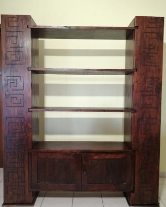 Libreria etnica in palissandro massello 200x166 cm