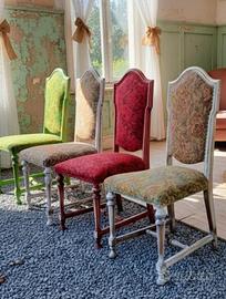 4 sedie shabby colorate .