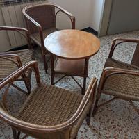 Salottino vintage in rattan da giardino