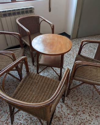 Salottino vintage in rattan da giardino