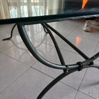 Tavolino in Vetro e Ferro Battuto