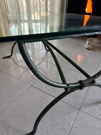 Tavolino in Vetro e Ferro Battuto