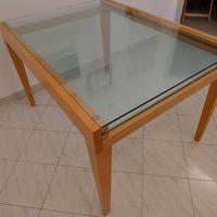 Tavolo Calligaris con piano in cristallo