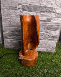 Lampada "scultura" in legno massello artigianale