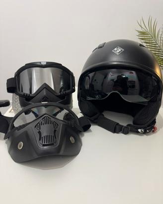 Casco jet +maschere di protezione